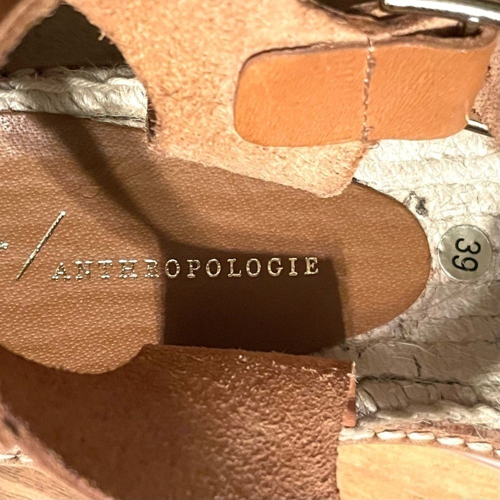 Anthropologie Women Sporty Platform Leather Tan Espadrille  Shoes Sz 8.5 - Picture 9 of 9